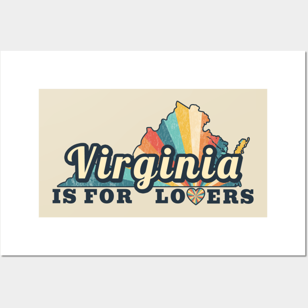 Virginia Is For Lovers Maps Vintage Wall Art by ItuPagi